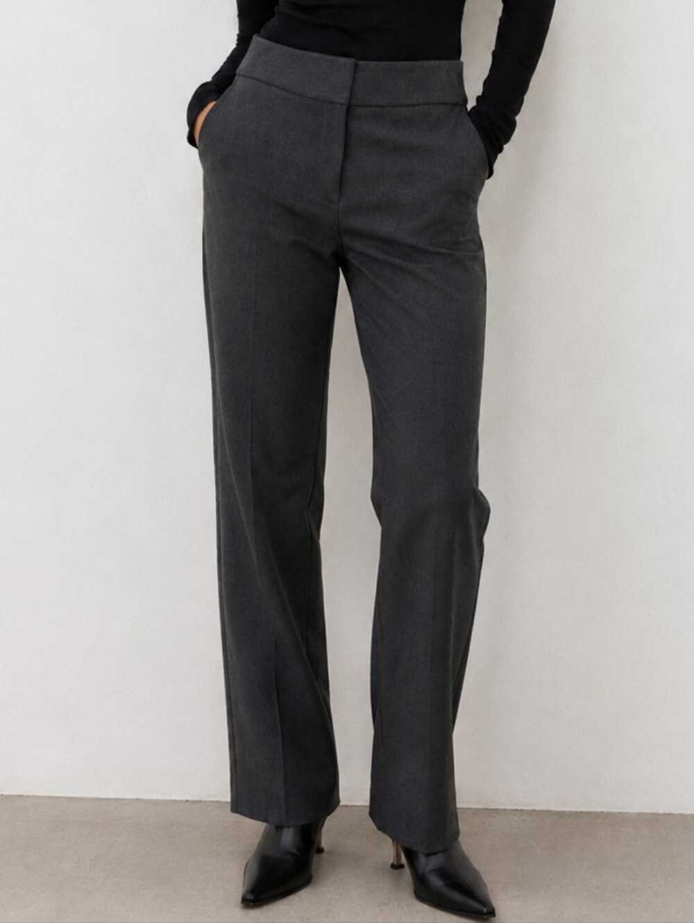 Liz Claiborne Audra Charcoal Gray Dress Pants Size 10 Straight Leg Trousers